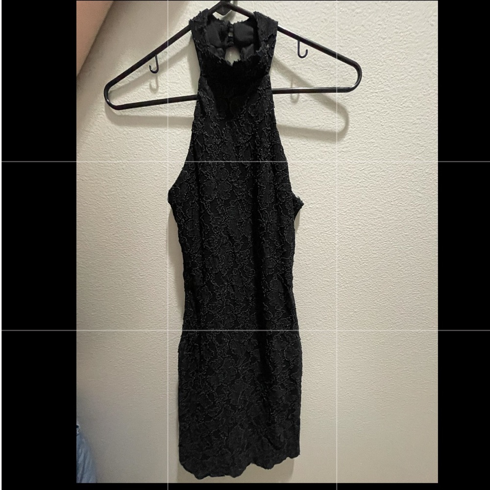 Black lace halter dress